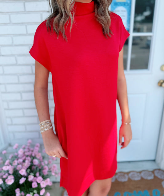 Red Mockneck Dress🤍 1 medium left