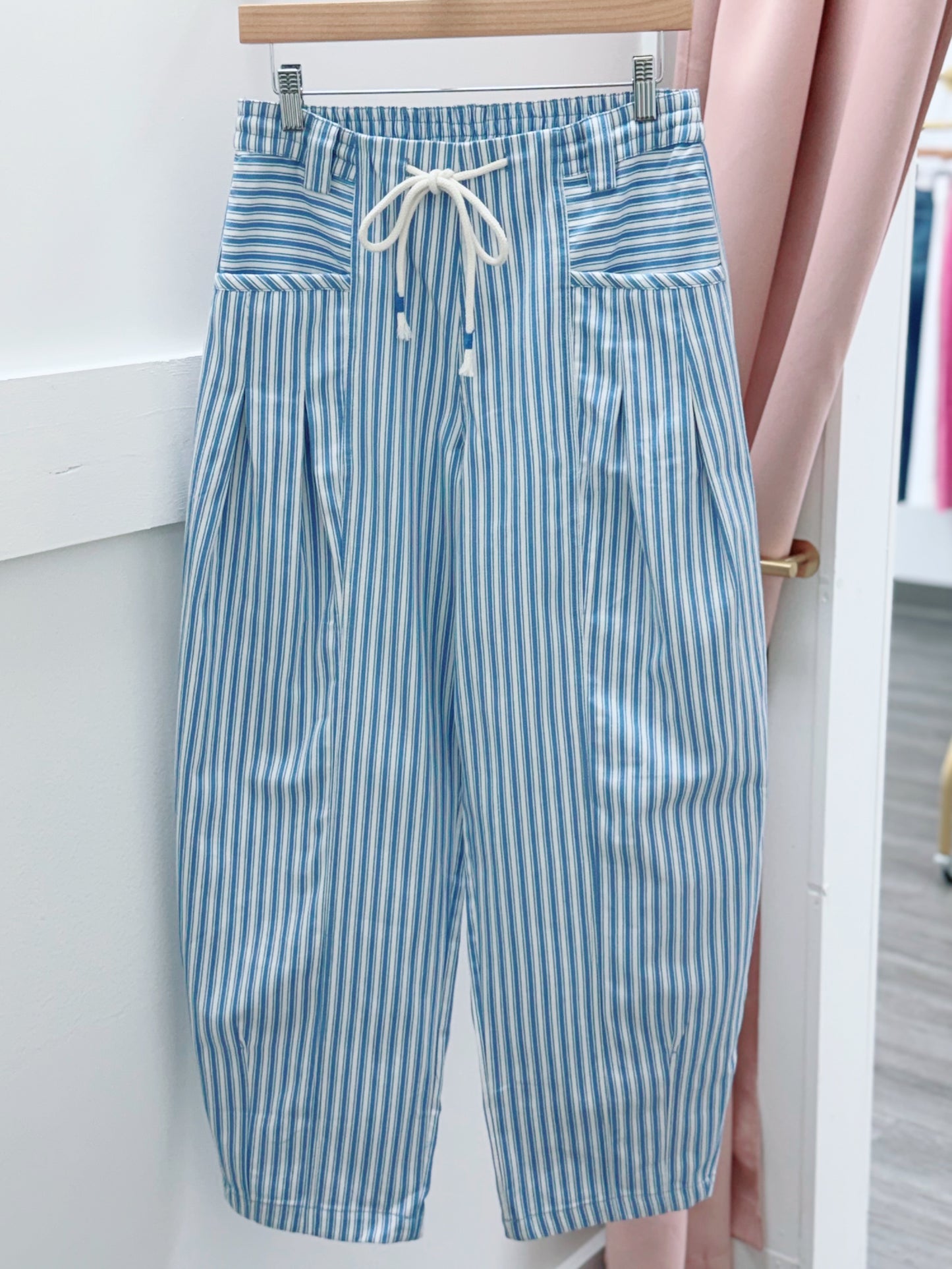 Sky Striped Barrel Pants