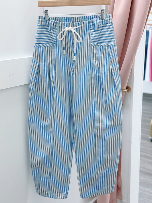 Sky Striped Barrel Pants