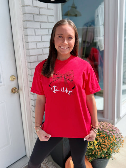 Embroidered Bow + Bulldogs Tee