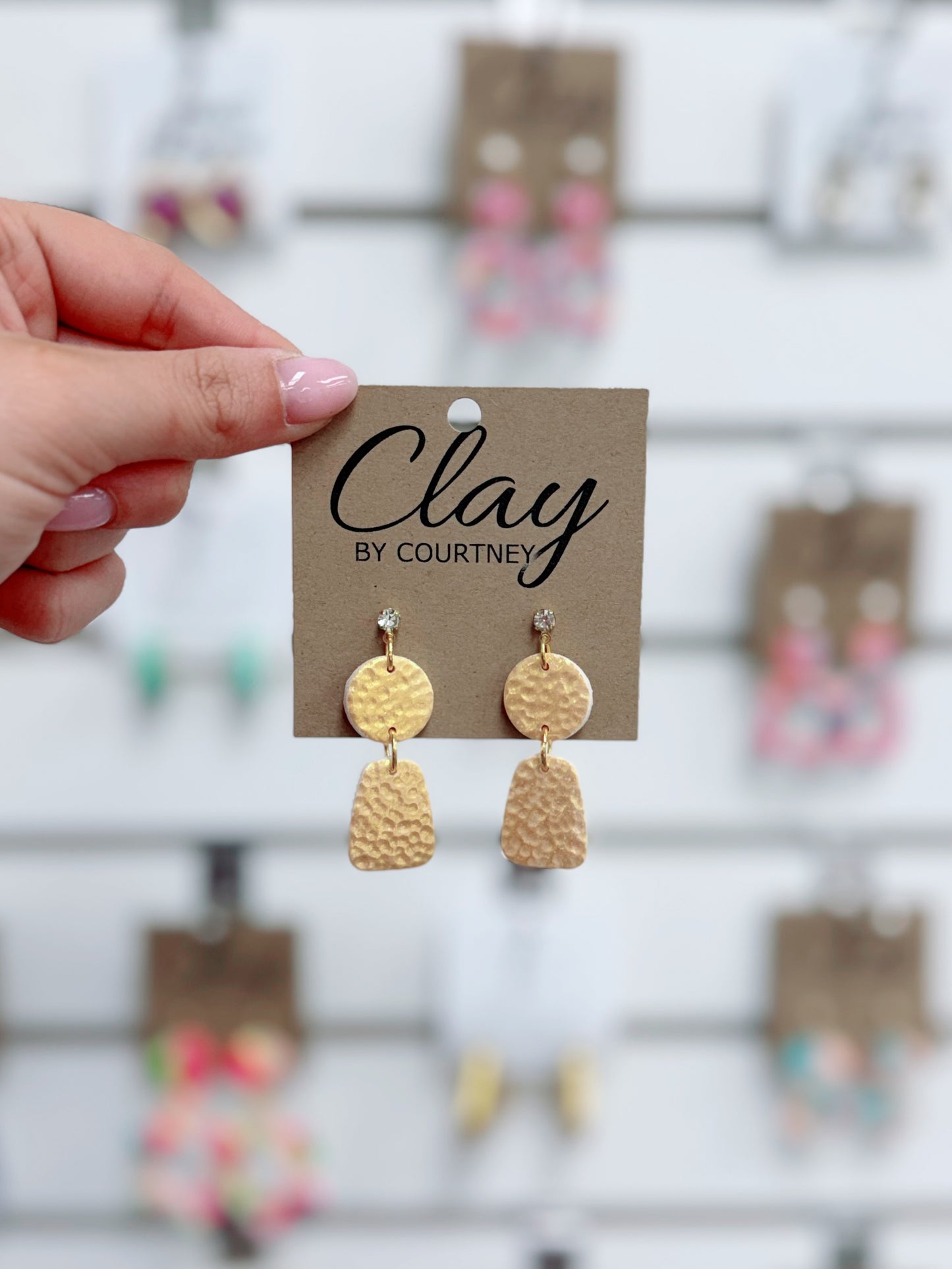 Small Metallic Gold Clay Earrings