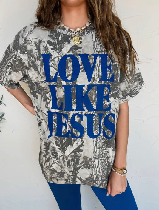 Grey Camo Love Like Jesus Tee