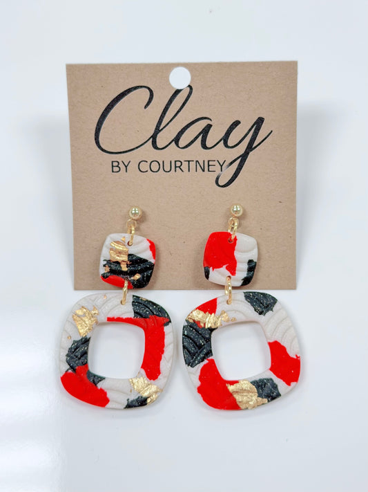 Gold Metallic Gameday Clay Earrings, Various