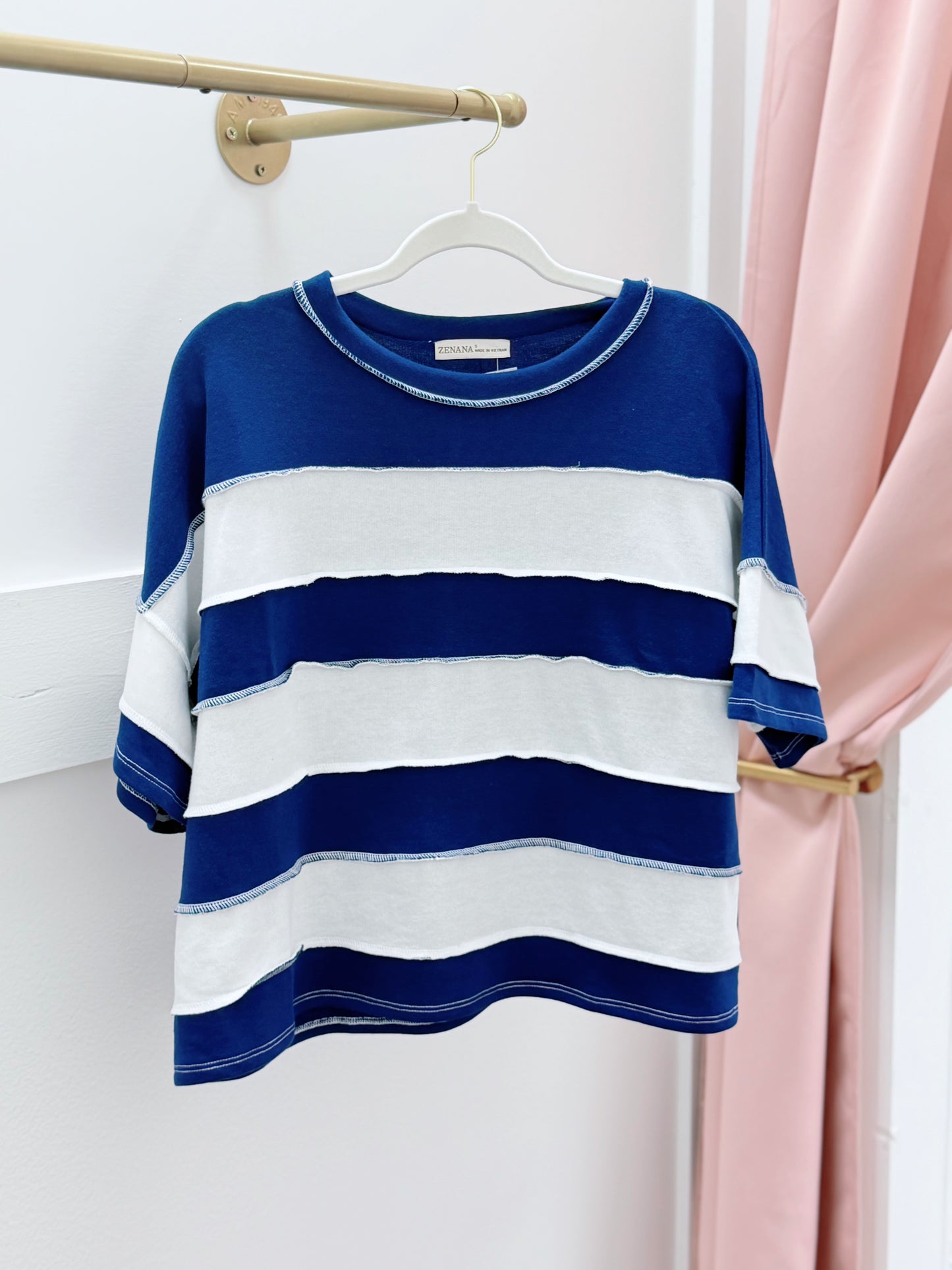 Color Block Stripe Top, Blue