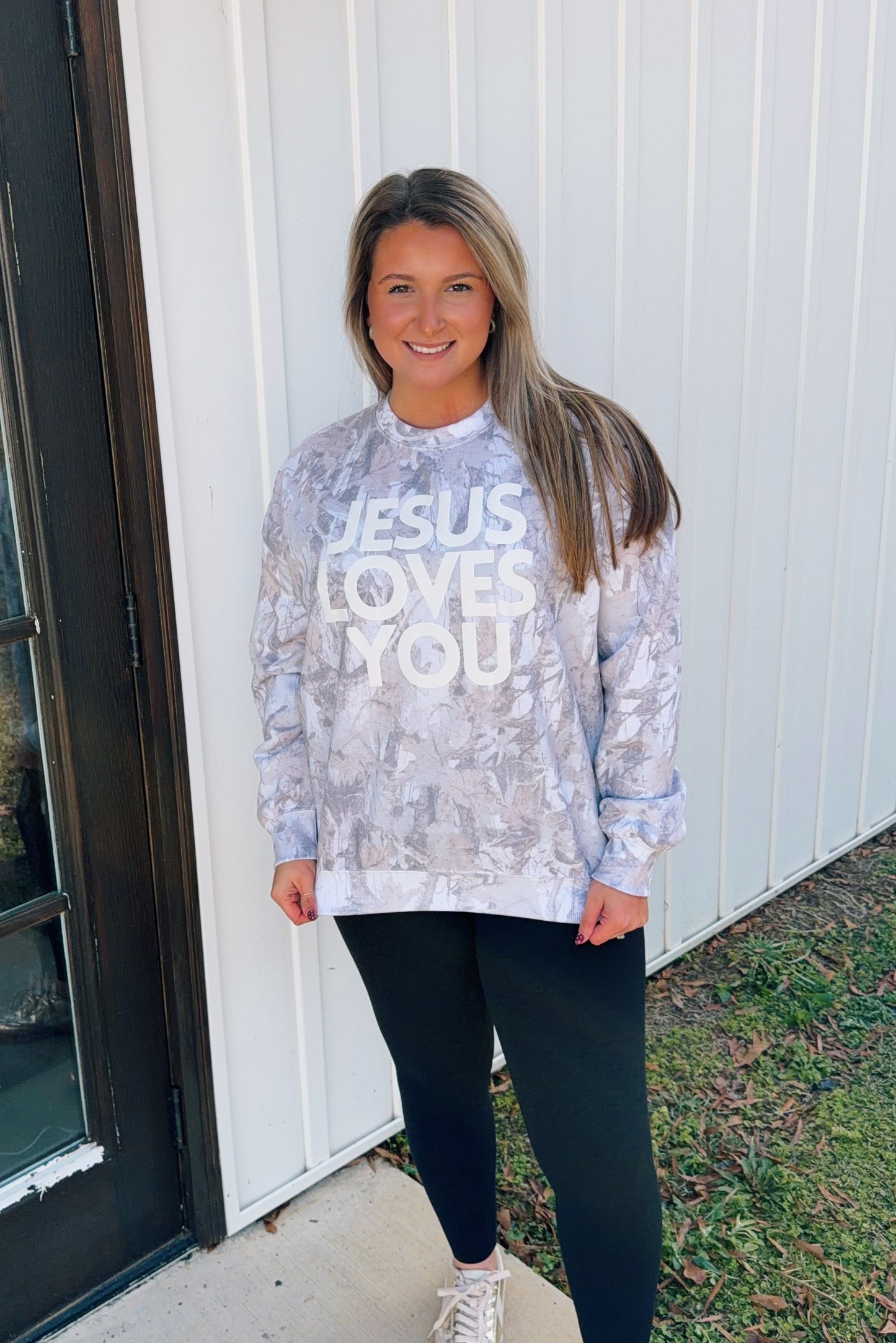 Jesus Loves You White Camo Sweatshirt