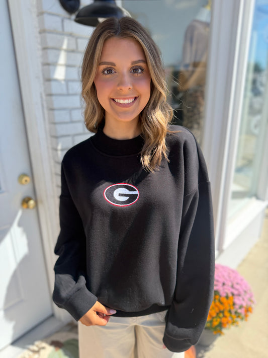 Black Embroidered βGβ Mockneck