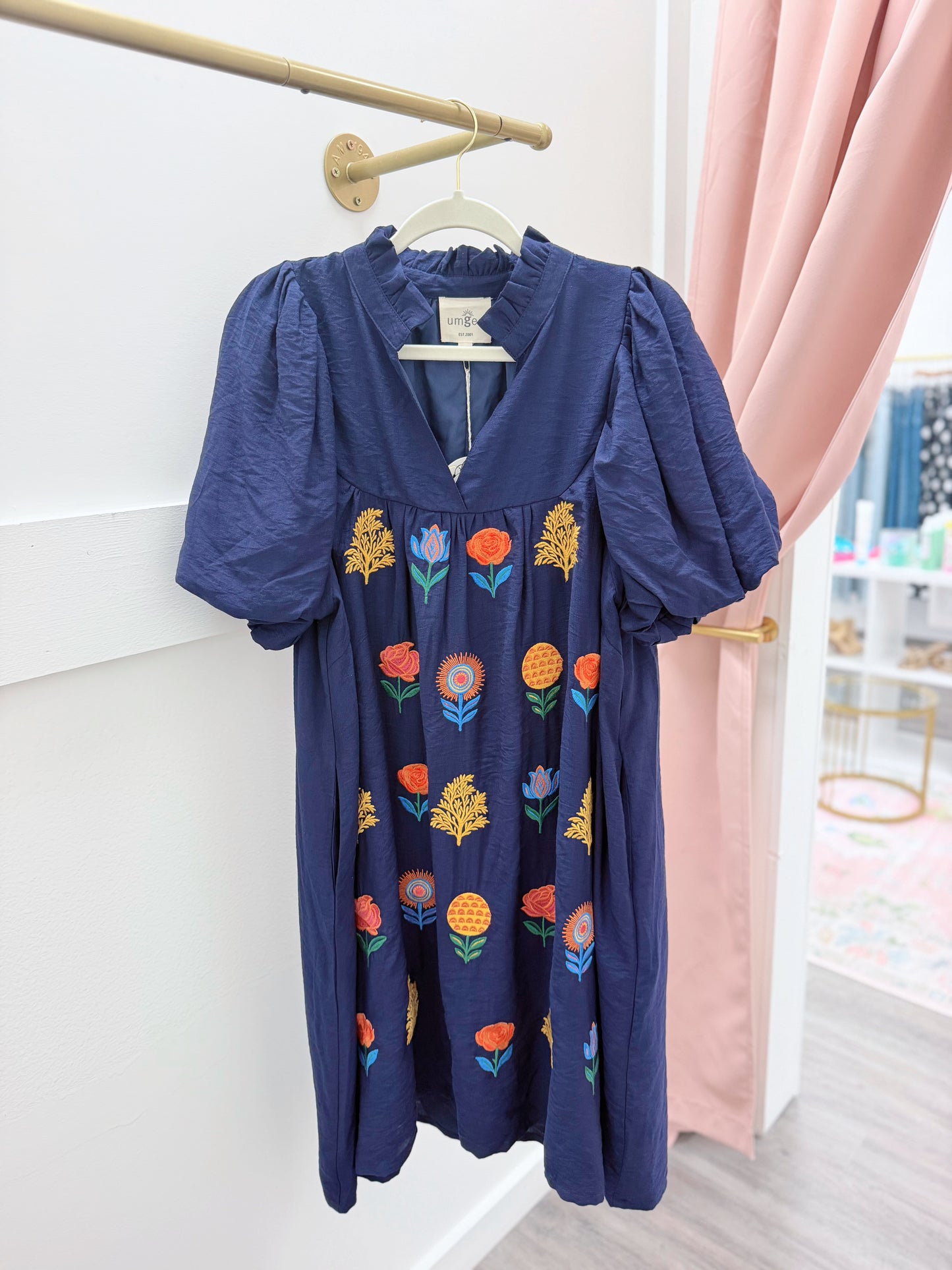 Navy Floral Dress, Plus