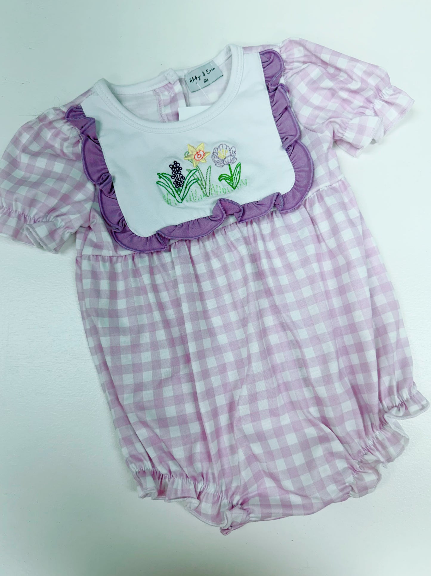 Purple Ruffle Gingham Bubble