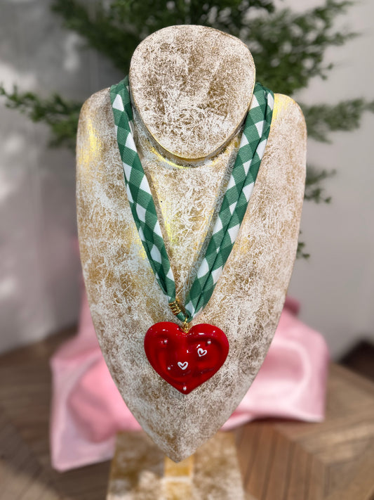 Checkered Hart Scarf Necklace