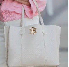 Caroline Hill Woven Almond Tote Bag