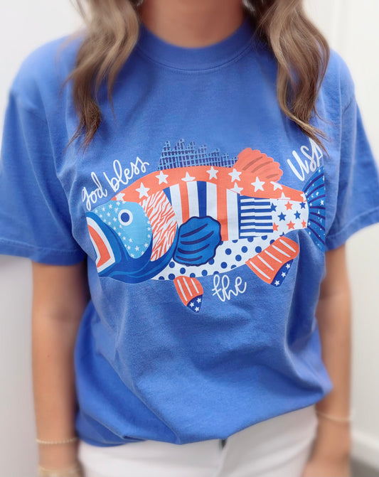 God Bless the USA Fish Tee