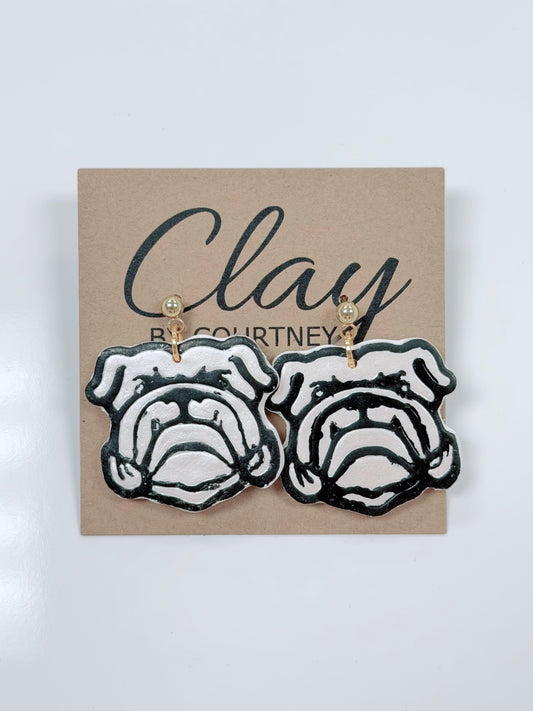 Bulldog Clay Earrings, Various