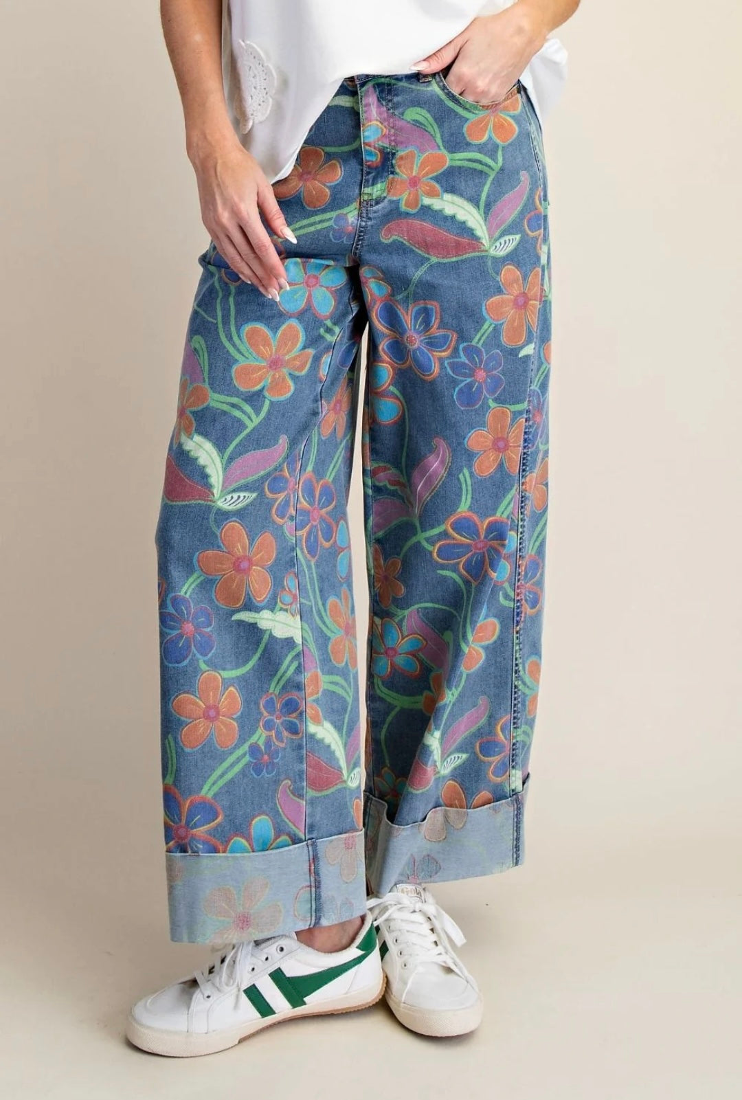 Retro Bloom Statement Jeans, Plus