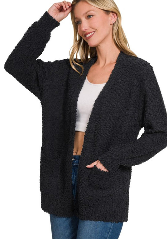 Black Popcorn Cardigan
