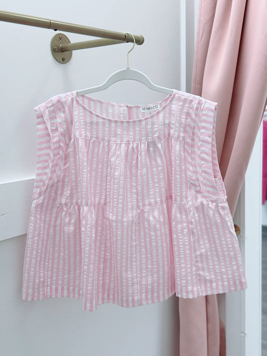Pink Coastal Stripe Top