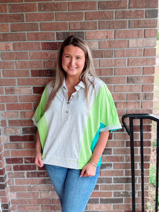 Oversized Neon Dolman Top