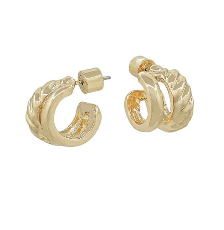 Double Layered Huggie Hoop Earring