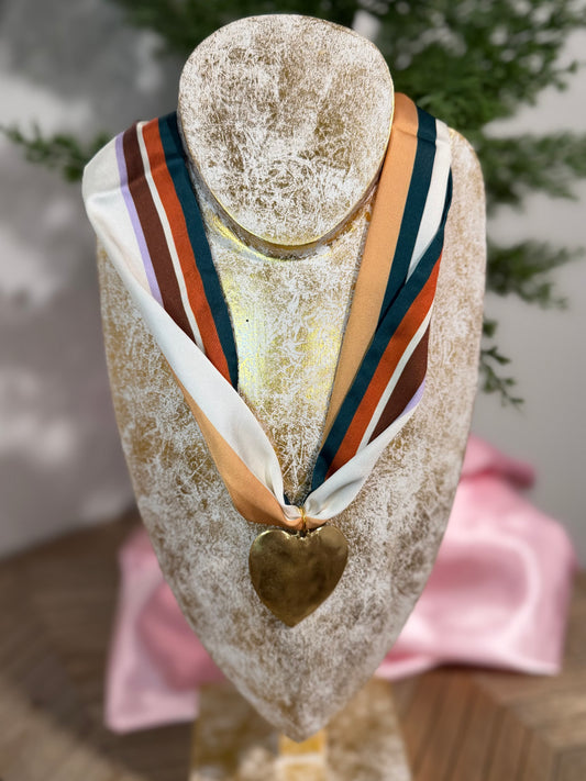 Striped Heart Scarf Necklace