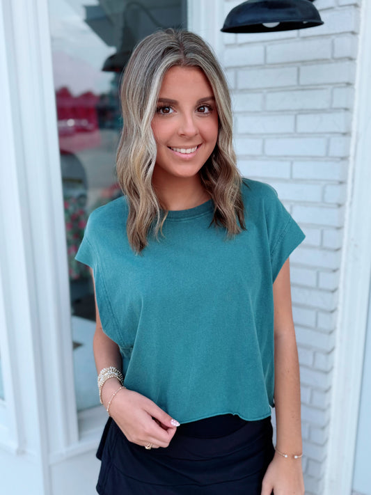 Everyday Edge Crop Top | Dark Teal