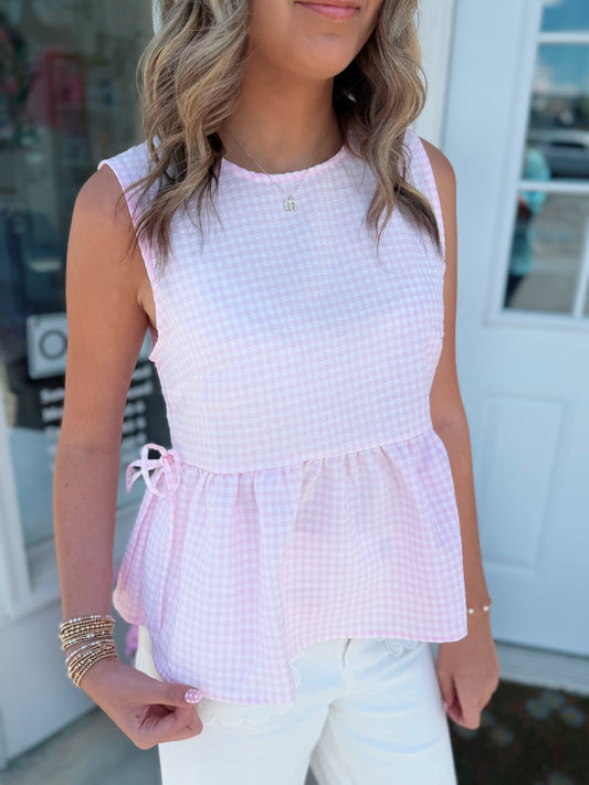 Pink Gingham Tank