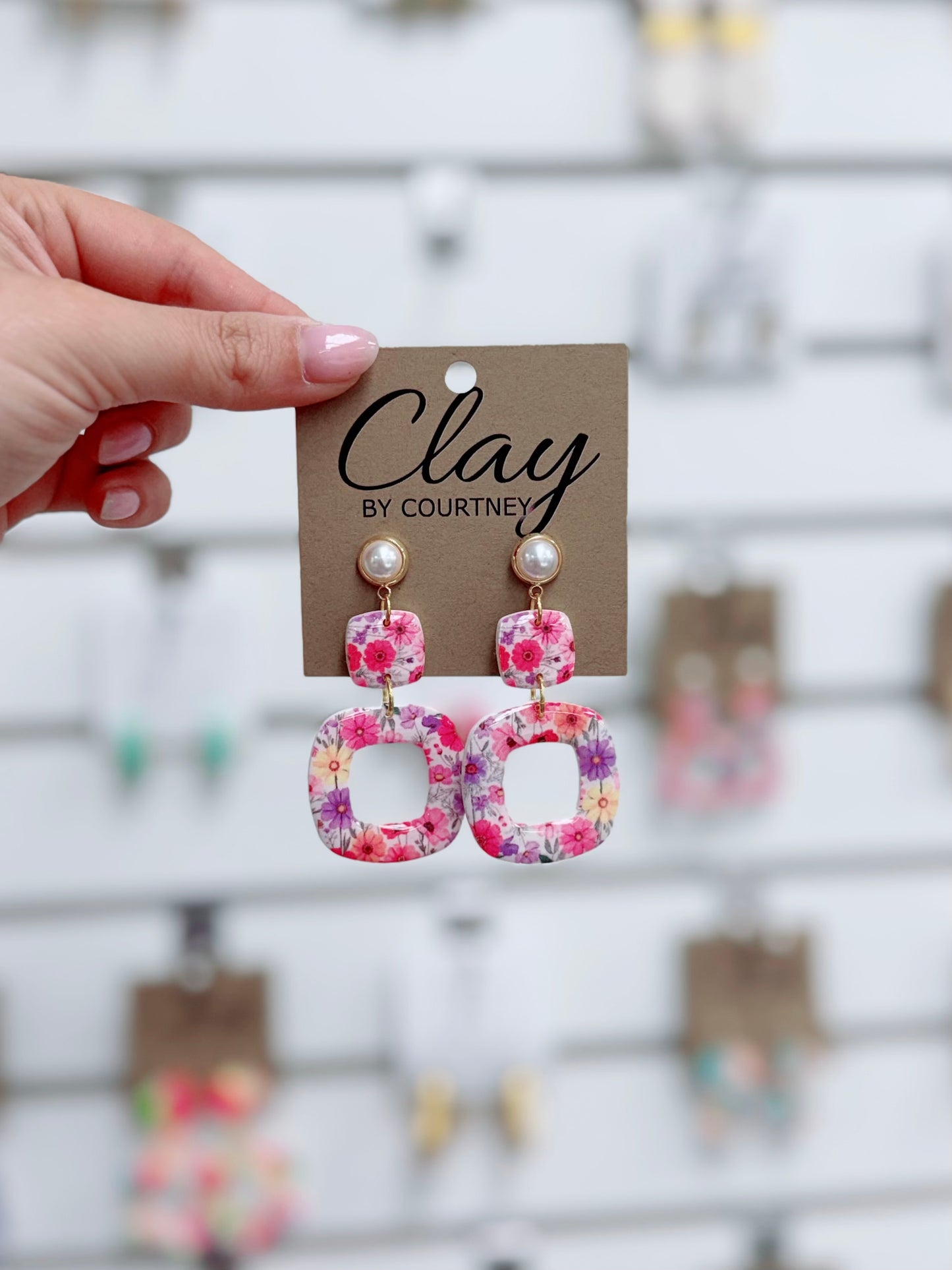 Small Floral Fields Clay Earrings