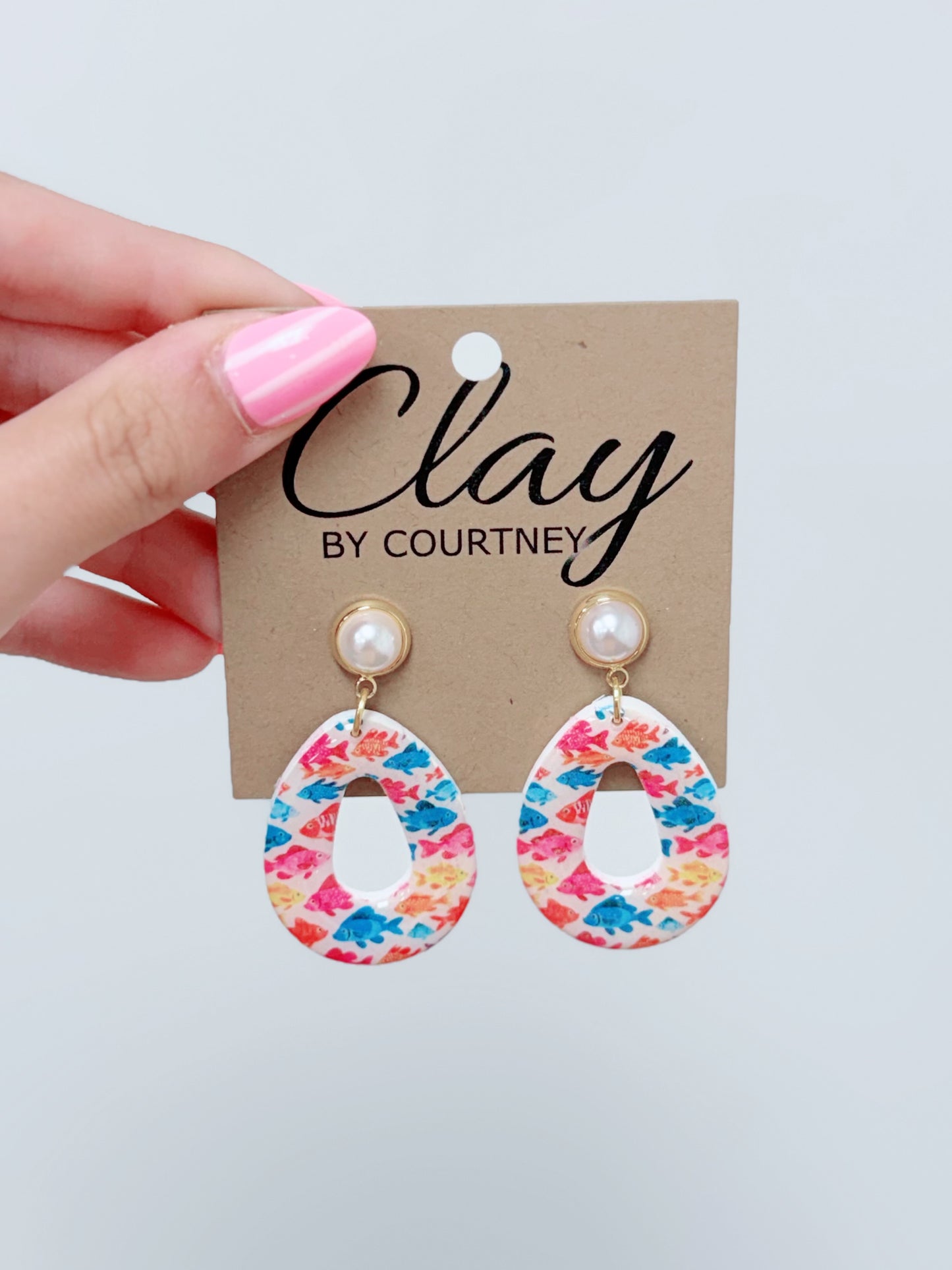 Teardrop Fish Clay Earrings