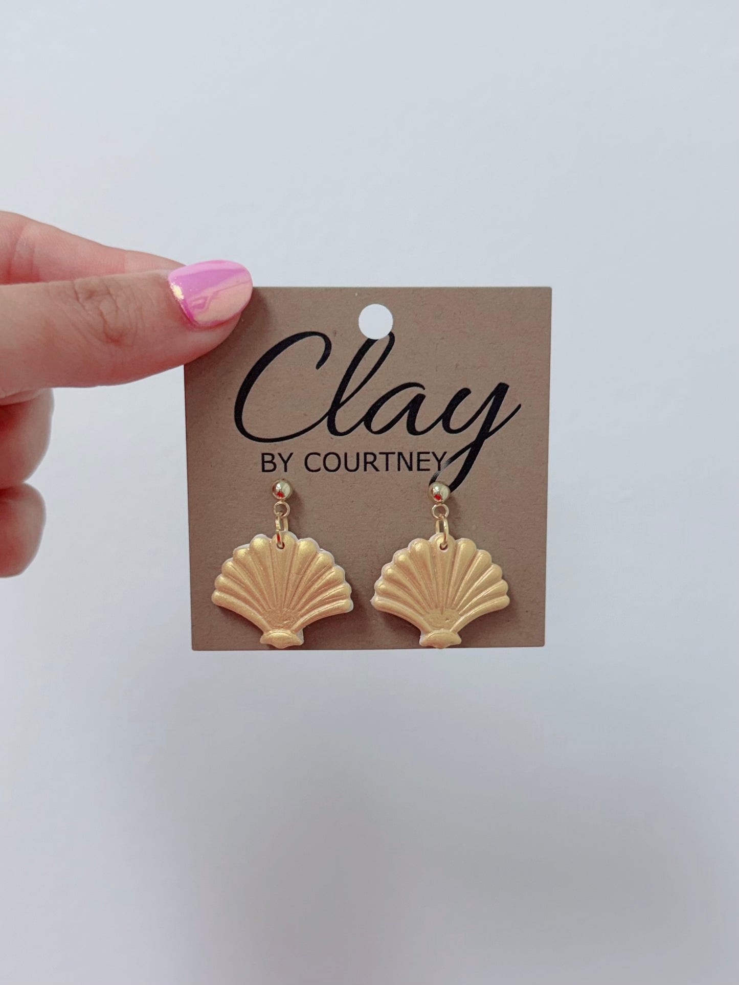Gold Shell Clay Earrings