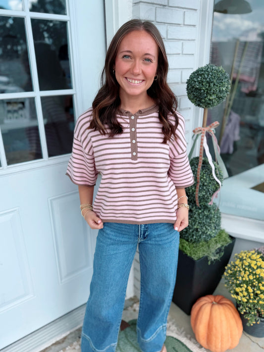 Pink Mocha Stripe Top