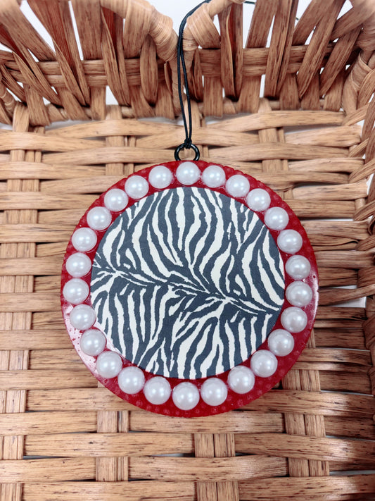 Red/Black Stripe Zebra Freshie, Mahogany Teakwood