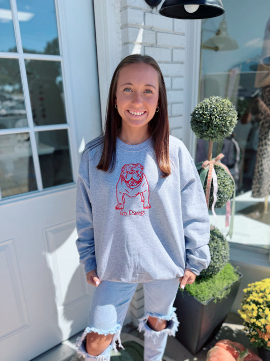 Grey Embroidered Gameday Sweatshirt