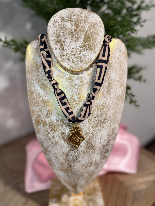 Gold Charm Scarf Necklace