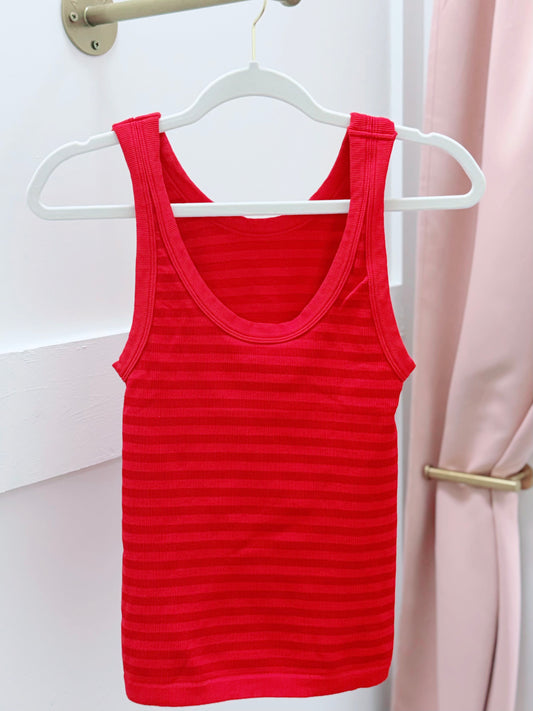 Red Reversible Striped Tank