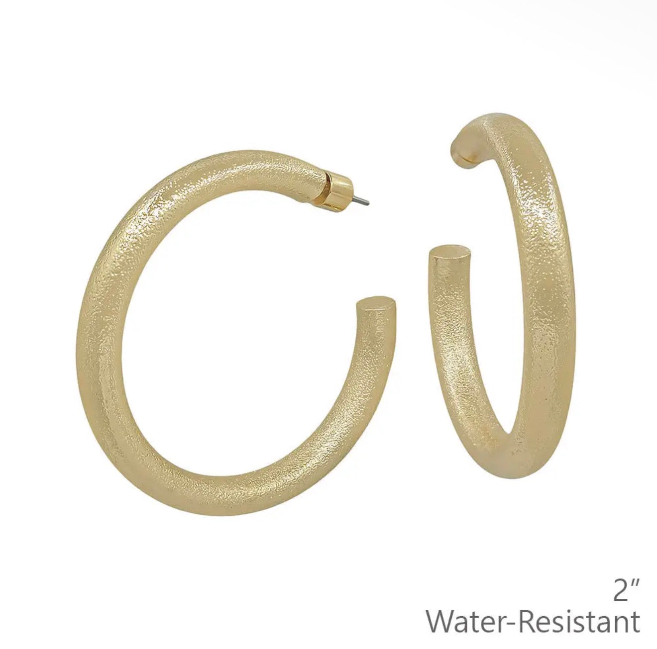 Gold Textured Metal Hoop Earring