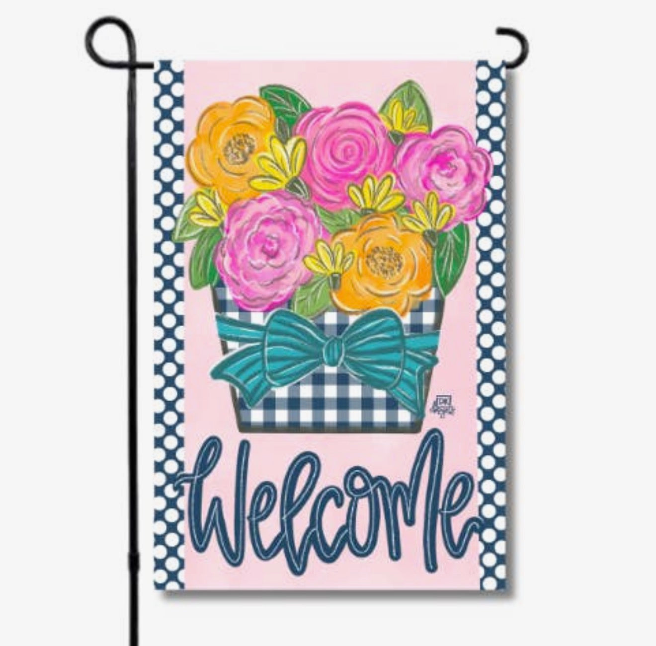 Gingham Flower Jar Garden Glam