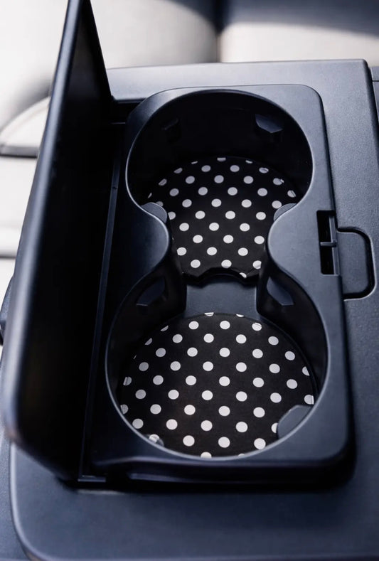 Car Coaster Set | Black Polka Dot