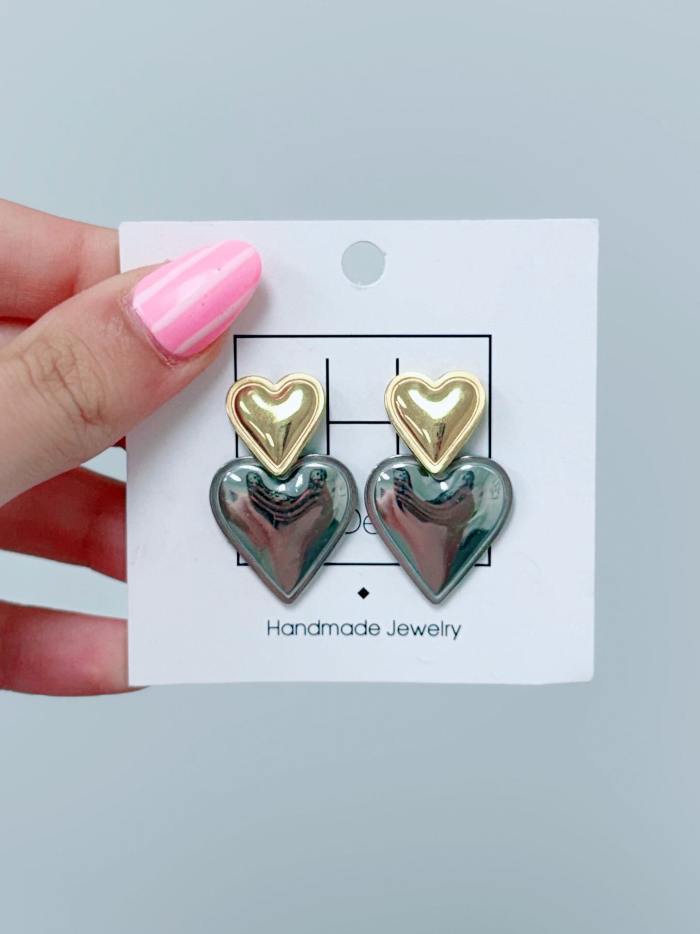 HD Two Tone Heart Earrings