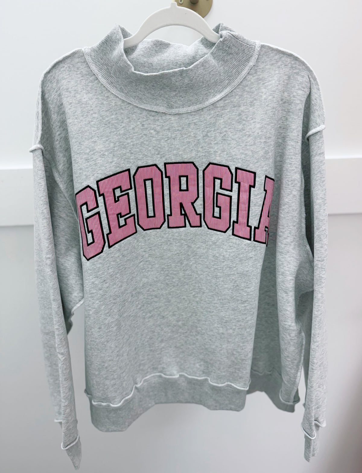 Georgia Mock-Neck Sweatshirt (Red/White)