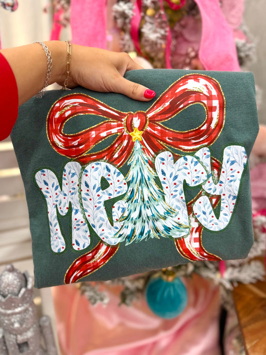 Checkered Merry Long Sleeve Tee