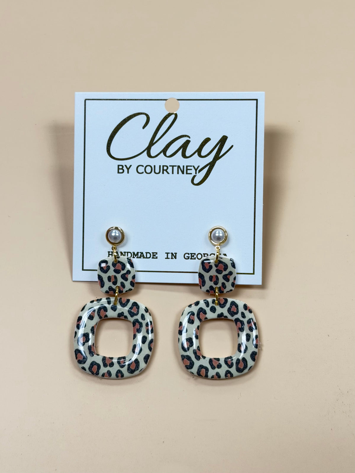 Leopard Square Clay Earring