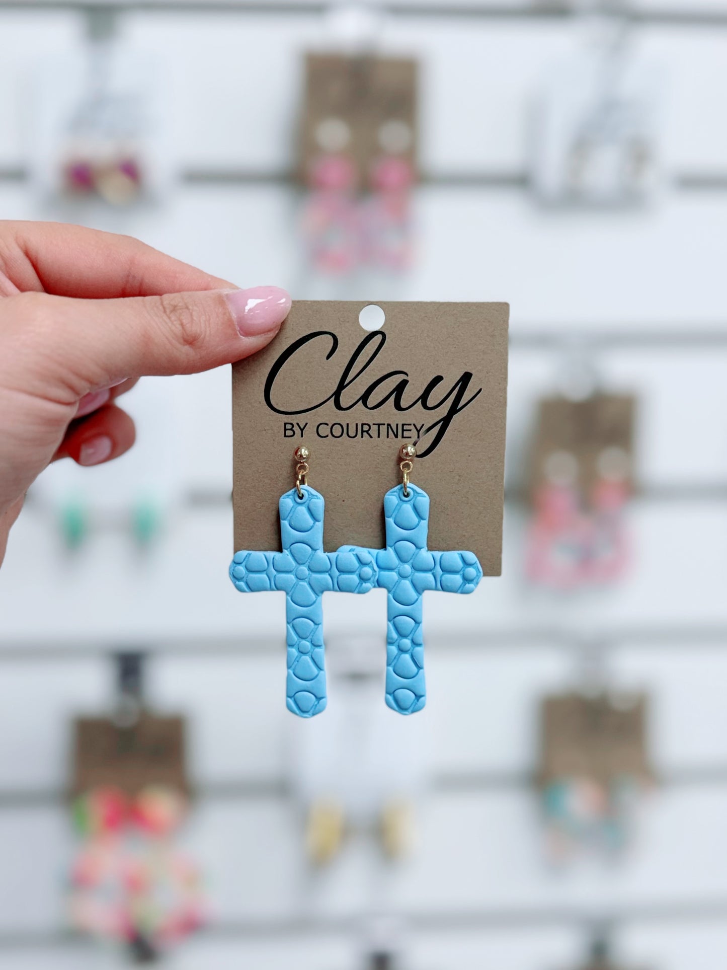 Textured Cross Clay Earrings | Various