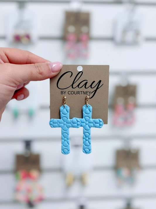 Textured Cross Clay Earrings | Various