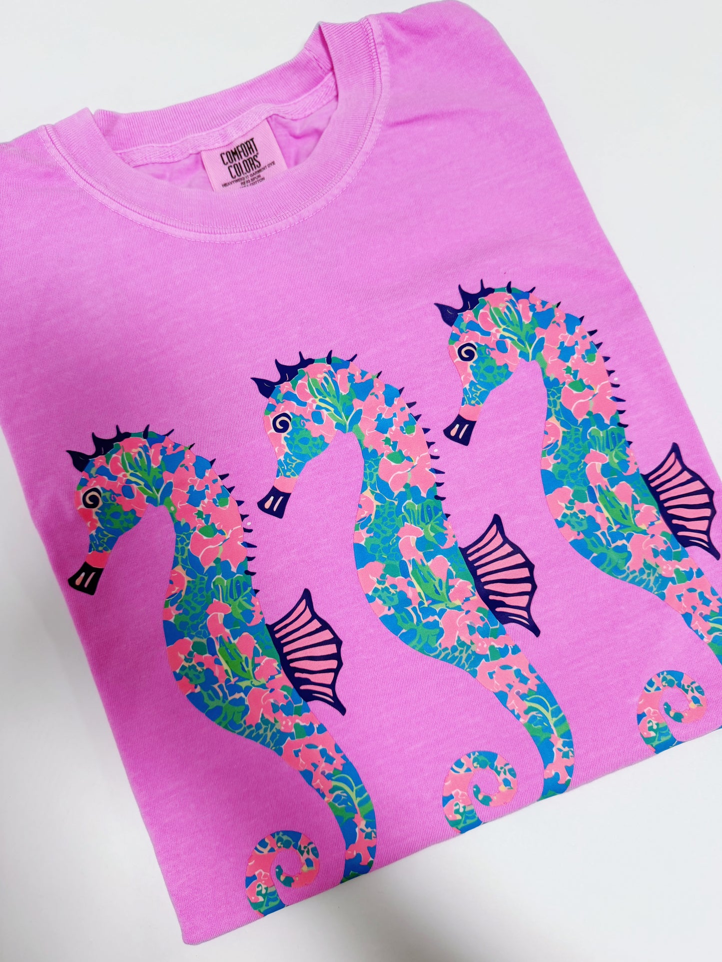 Neon Violet Seahorse Tee