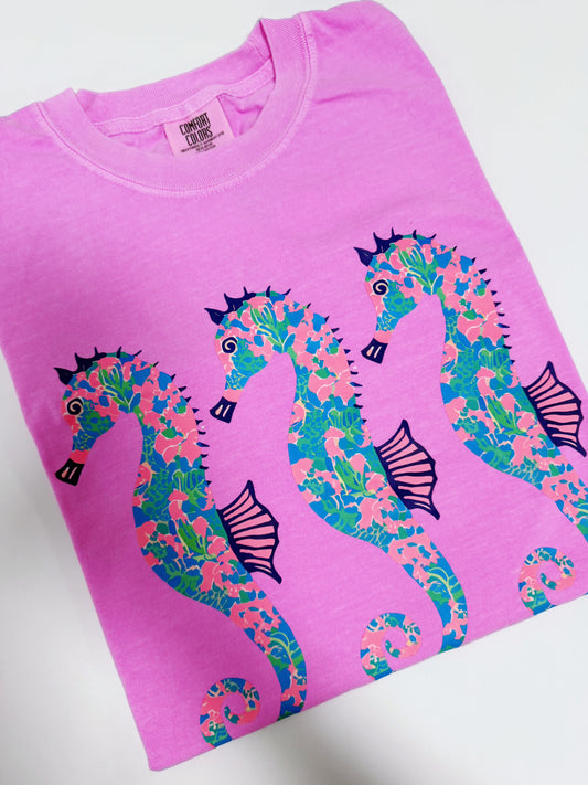 Neon Violet Seahorse Tee