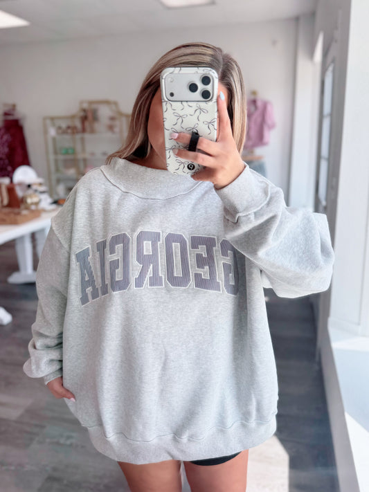 Georgia Mock-Neck Sweatshirt (Black/White)