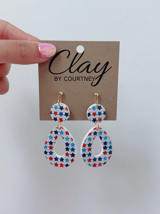 Star Spangled Clay Earrings