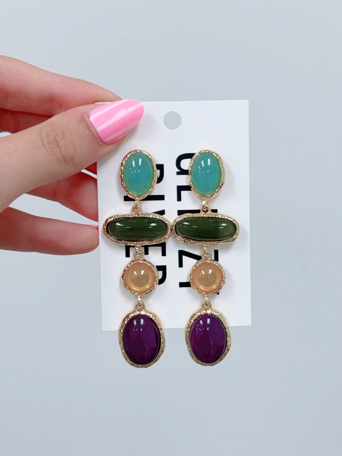 Color Gem Drop Earring