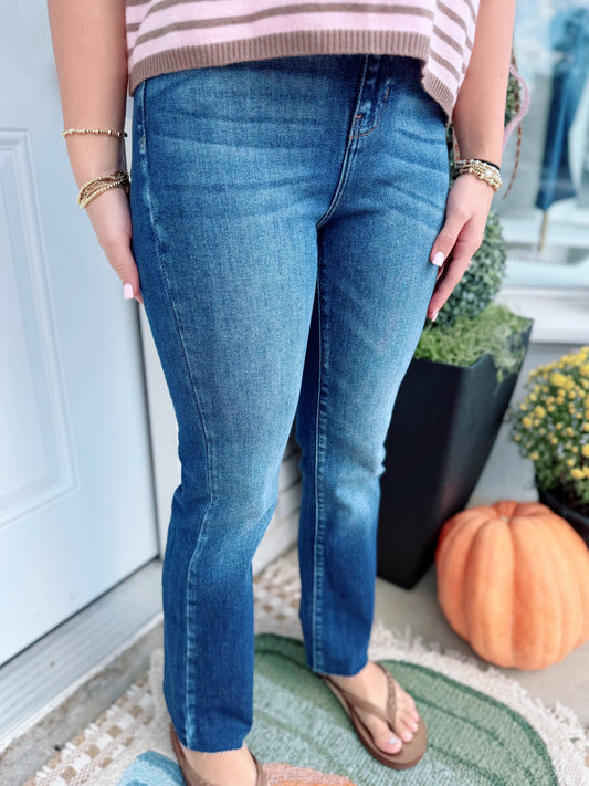High Rise Crop Flare Denim