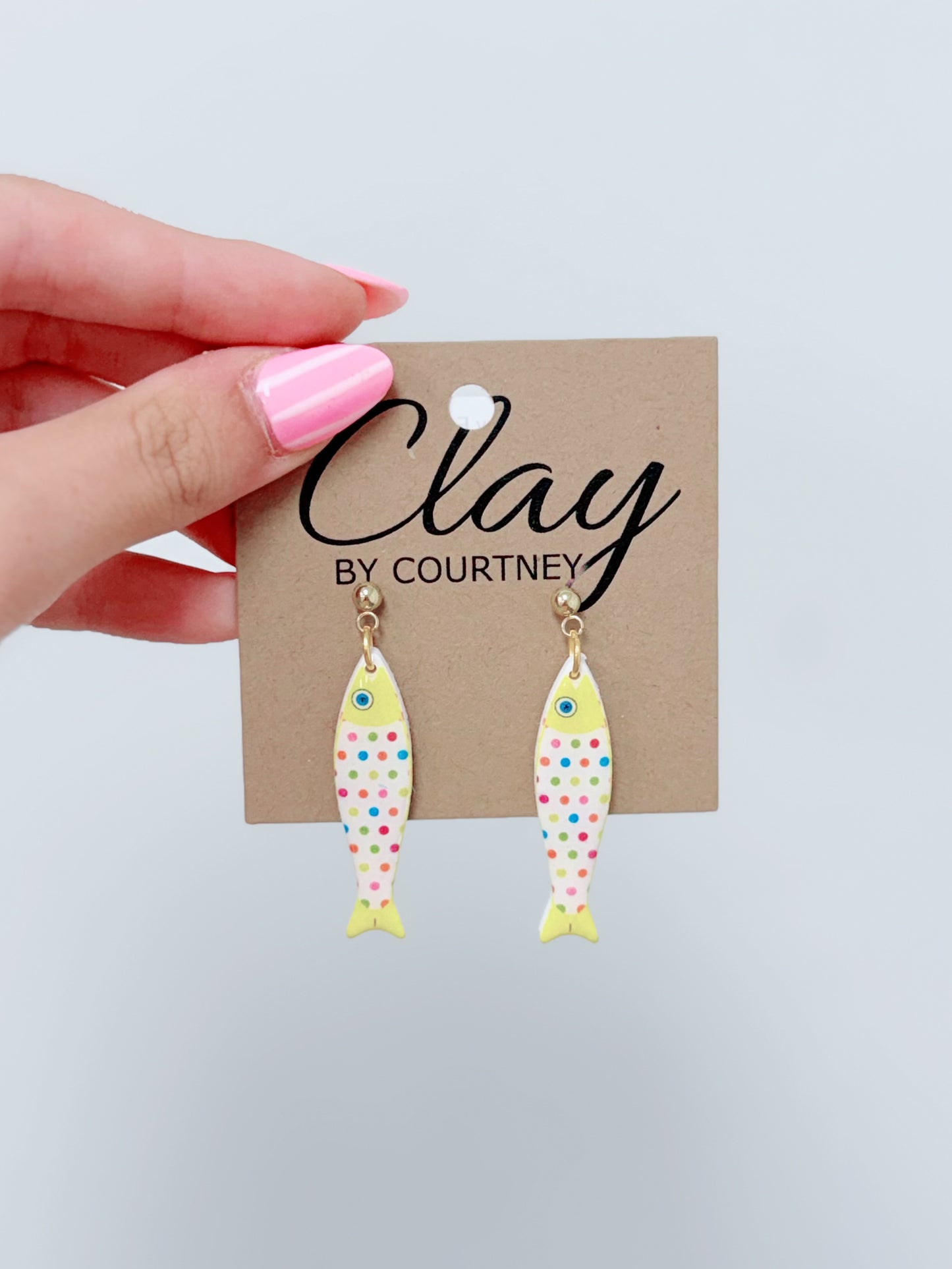 Dainty Fish Clay Earrings, Various