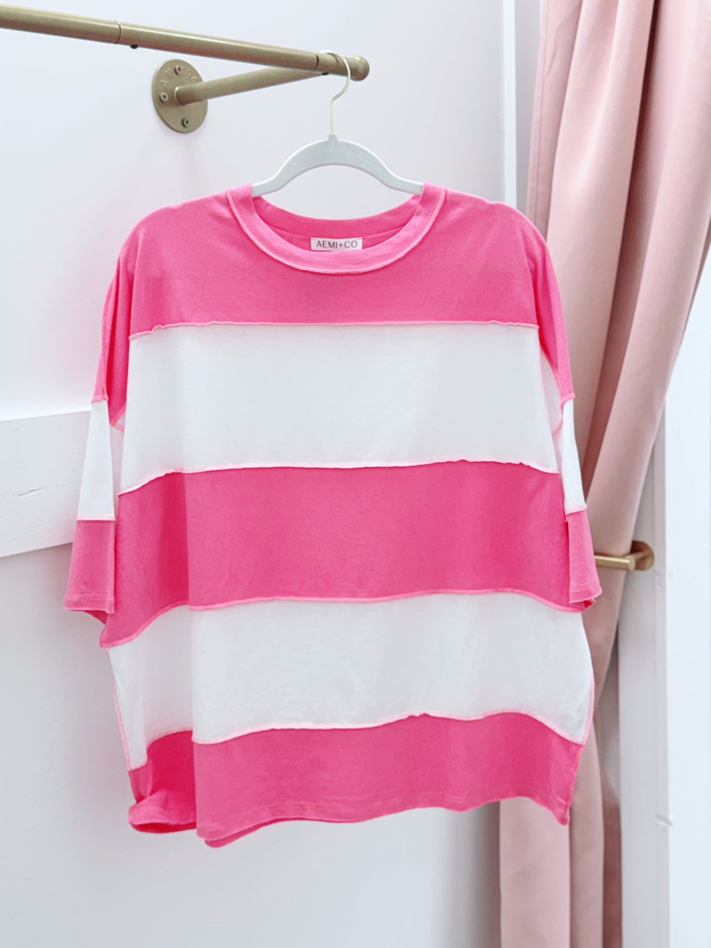 Color Block Top | Pink + White