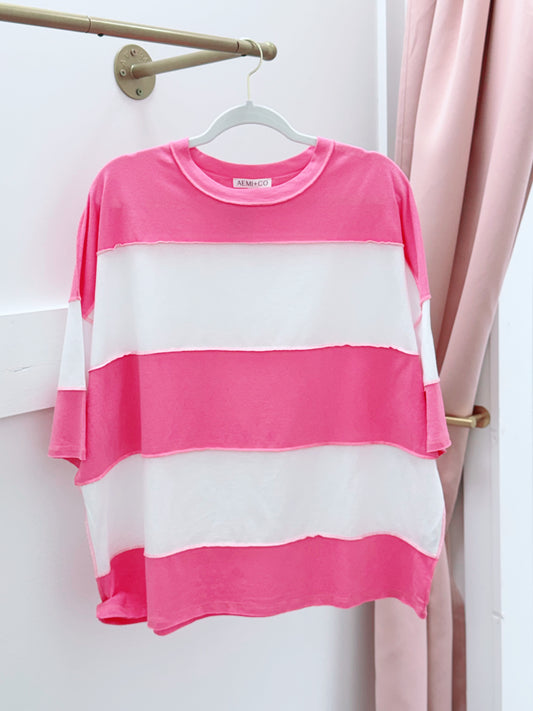 Color Block Top | Pink + White
